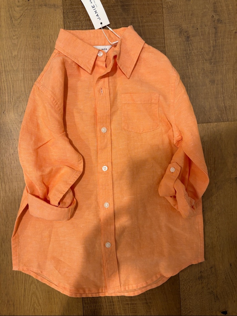 Janie and Jack Orange Linen Button-Up Shirt for Kids NWT